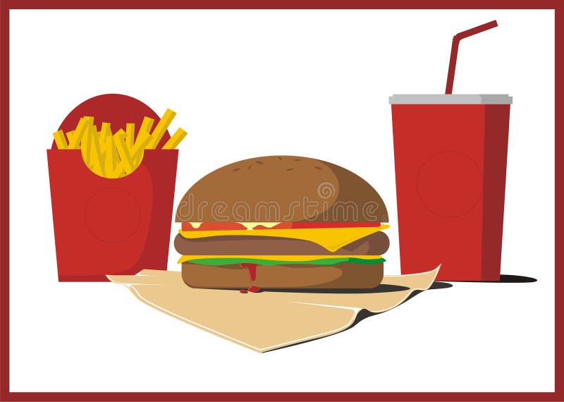 Burger εύγευστες τηγανιτές π&alph ελεύθερη απεικόνιση δικαιώματος