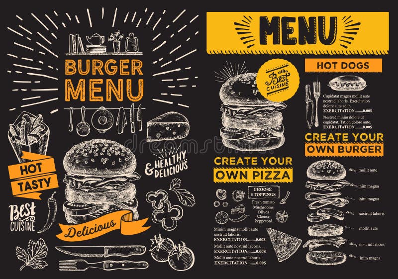 Burgerflieger für Restaurant Vektorlebensmittelmenü für Stange und Café
