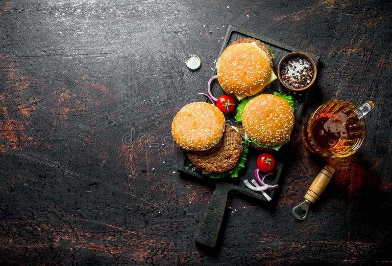 Burgers with beer and spices