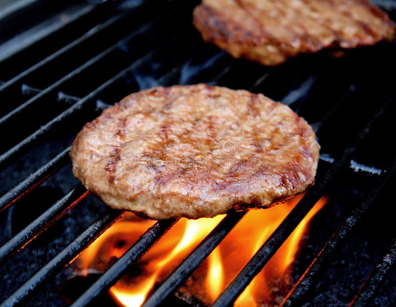 Burgers Cooking on the Barbecue Stock Photo Image of charbroil