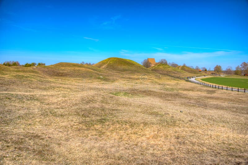 Burial Mounds at Gamla Uppsala in Sweden Stock Image - Image of mounds ...