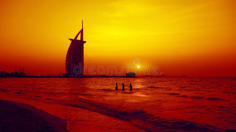 Coucher Du Soleil De Burj Al Arab Photo Stock Image Du