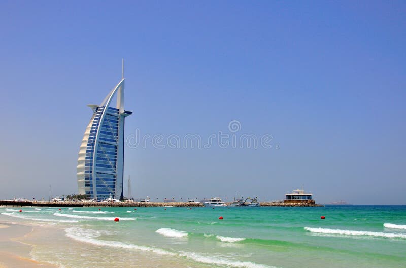 Burj Al Arab, Dubai. DUBAI, UAE - JUNE 11: Burj Al Arab, the most expensive hotel in the world in Dubai city on June 11, 2012. Dubai is a city in the United Arab royalty free stock images Burj Al Arab, Dubai. DUBAI, UAE - JUNE 11: Burj Al Arab, the most expensive hotel in the world in Dubai city on June 11, 2012. Dubai is a city in the United Arab royalty free stock images