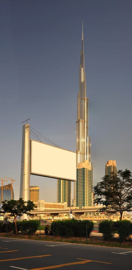 The view of Burj Dubai (Burj Khalefa) from Sheikh Zayed Road, with a advertisement billboard. The view of Burj Dubai (Burj Khalefa) from Sheikh Zayed Road, with a advertisement billboard.