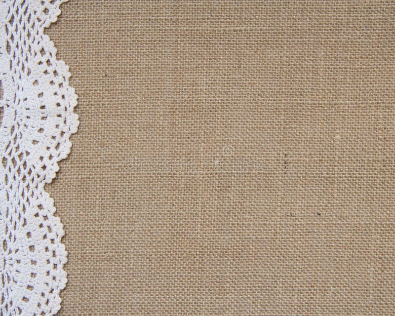 Burlap Background With Lace Stock Photo - Image of handmade, pattern