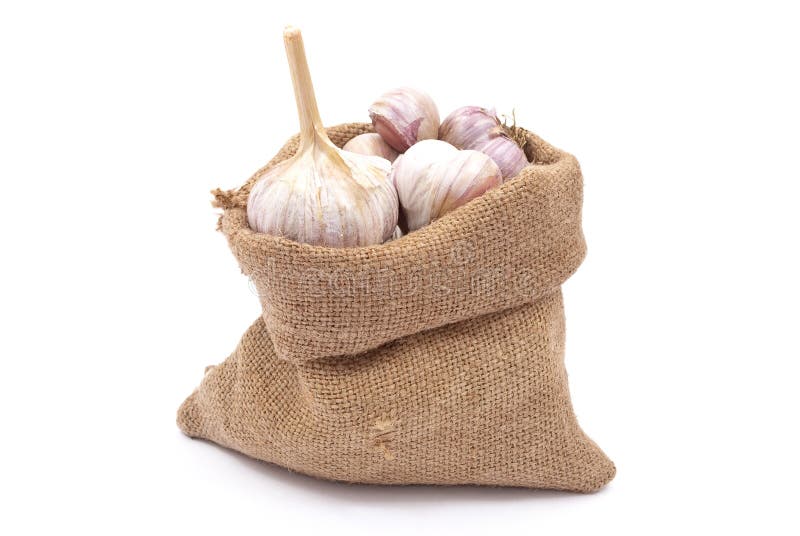 Burlap sack with garlic