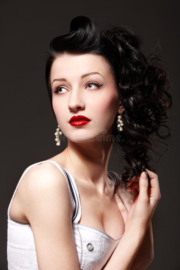 Portrait of beautiful burlesque girl