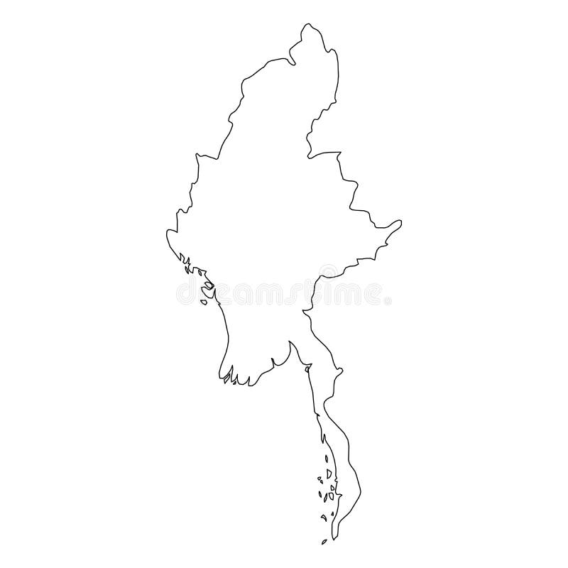 Burma Myanmar Solid Black Outline Border Map Of Country Area Simple Flat Vector Illustration Stock Vector Illustration Of Land Design 134919139