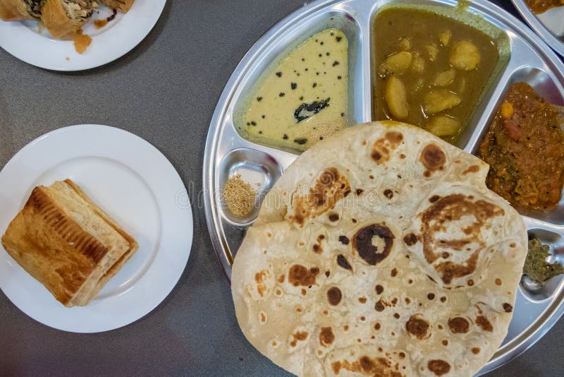 Burmese Paratha Flatbread Served with Dipping Sauces Stock Photo