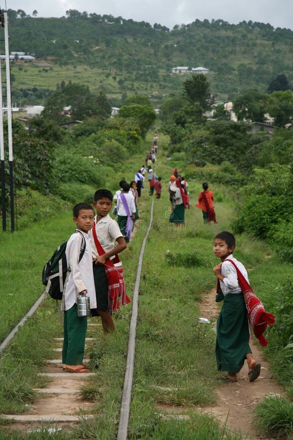 Burmese Girl in School Uniform, Danaka Paste Editorial Photo Image of