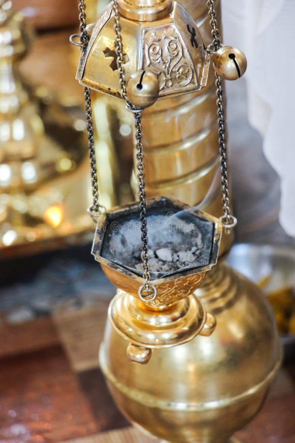 Censer of Silver or Alpaca To Burn Incense in the Holy Week Stock Photo