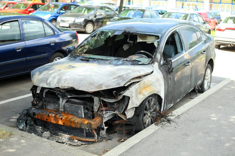 Burned out car stock photo. Image of black, transport - 93862388