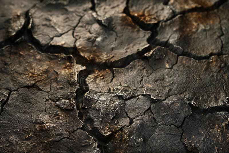 Burned wood as background, closeup, Cracked wooden surface royalty free illustration.