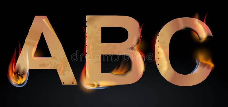 Burning ABC letters stock illustration