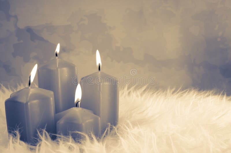 Third Advent Three Candles Burning Stock Photo - Image of conceptual ...