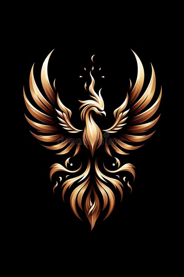 Burning bird phoenix rising form flames and fire royalty free illustration