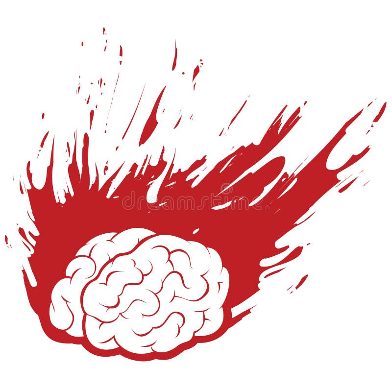 Burning Brain Headache with Grunge Fire or Paint stock illustration