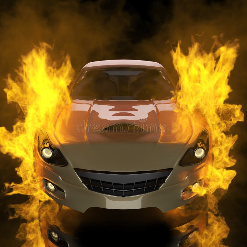 Burning Brandless Sport Car Stock Illustration Illustration of model