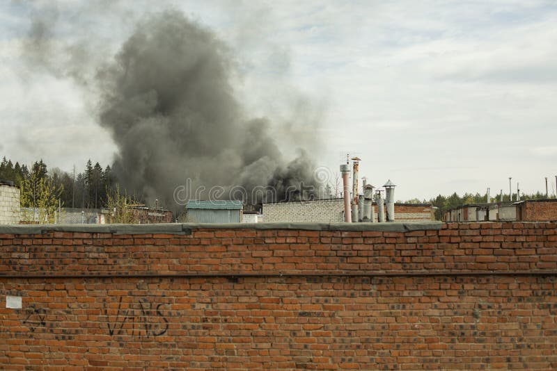 Burning of Building. Smoke Over Buildings Stock Image Image of misfortune, area 257204041