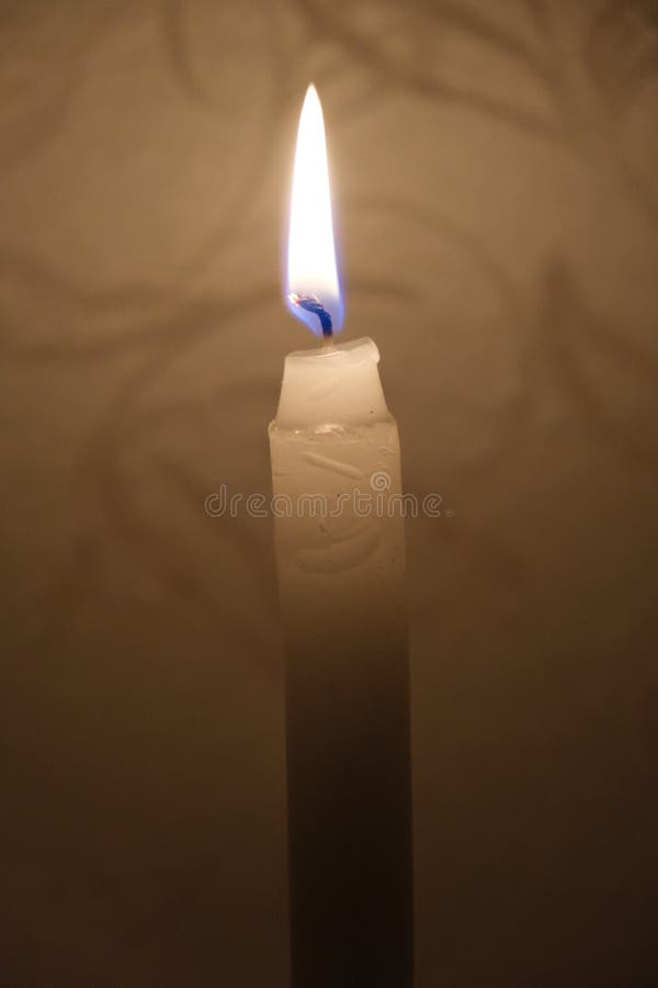 Burning Candle in the Dark Closeup Stock Photo Image of religion