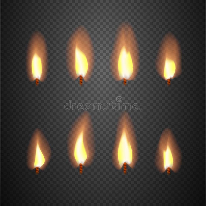 Burning candle flame animation vector frames