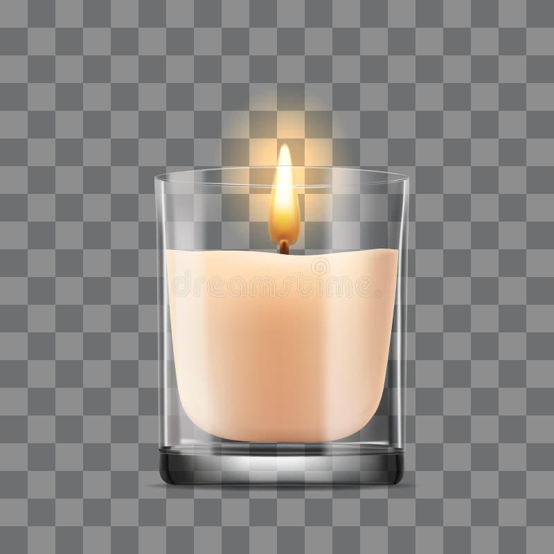 Burning Candle in a Glass Jar on a Transparency Background. Stock