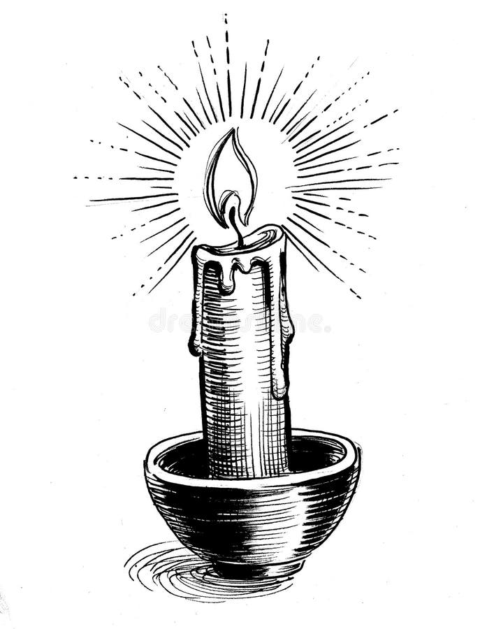 Ink sketch of burning candle  Stock Illustration 70562431  PIXTA