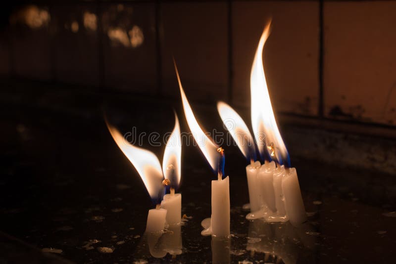 Burning Candles Give Light in the Dark Stock Image Image of nature