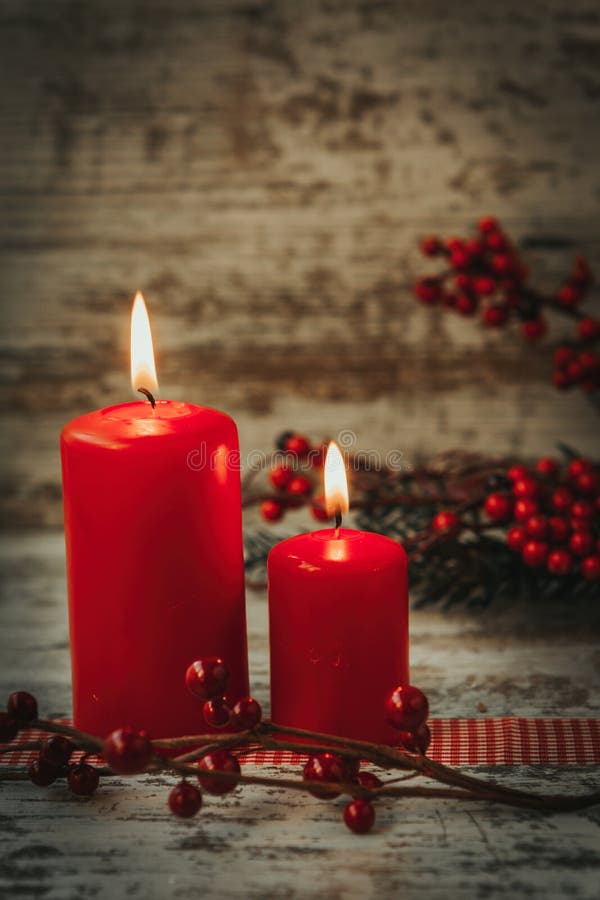 Burning Candles in a Christmas Wreath Stock Image Image of branch