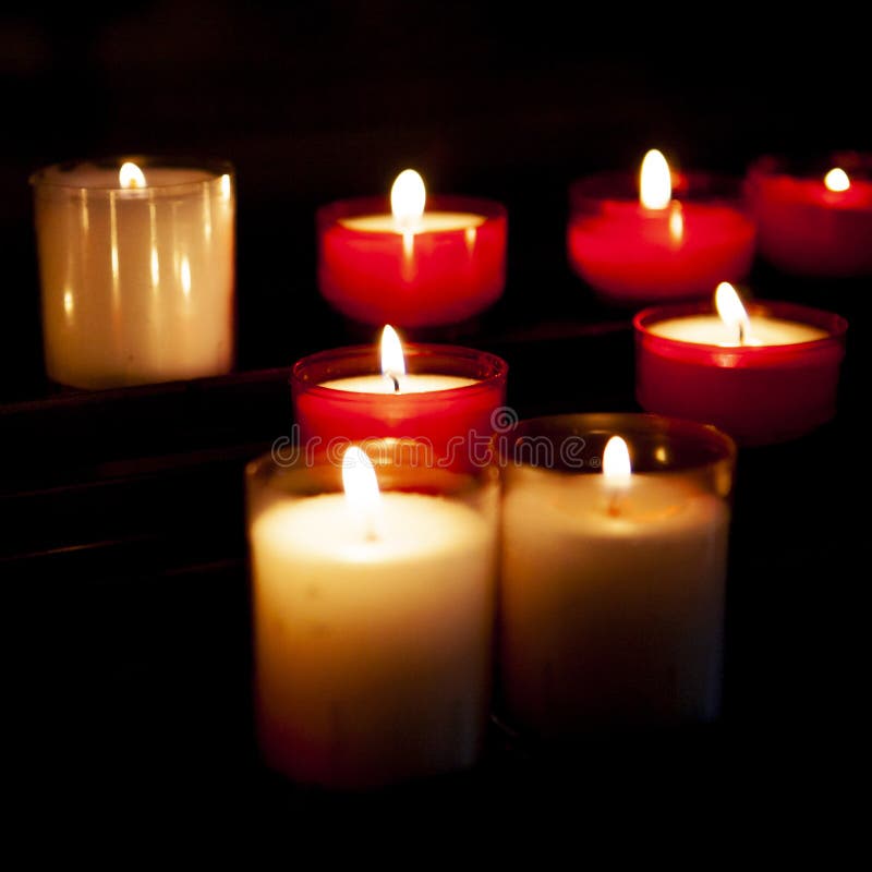 Burning Candles in a Church. Stock Image Image of hoop, lichtje