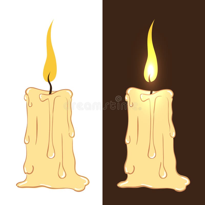 Burning Candle Dripping Or Flowing Wax Realistic Stock