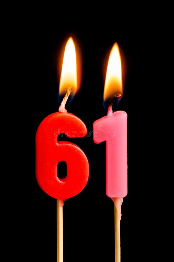 Burning Candles In The Form Of 61 Sixty One Numbers, Dates For Cake