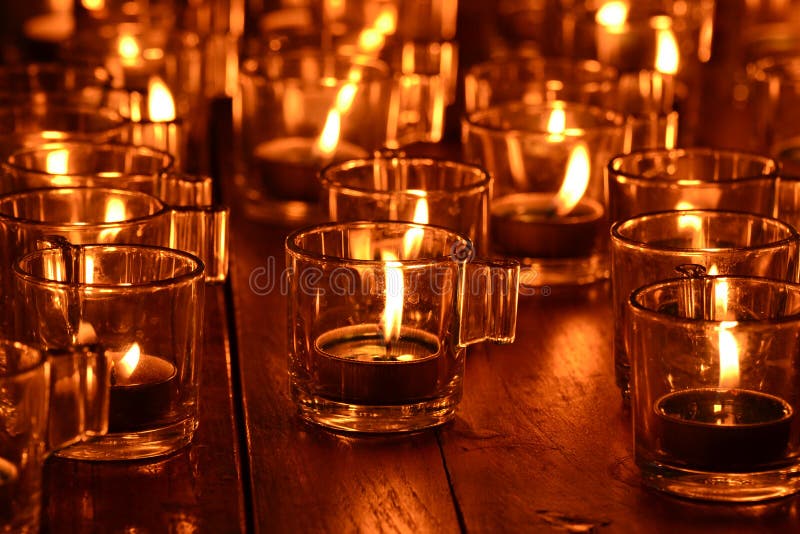 Burning candles in glass stock image. Image of relaxing 28887973