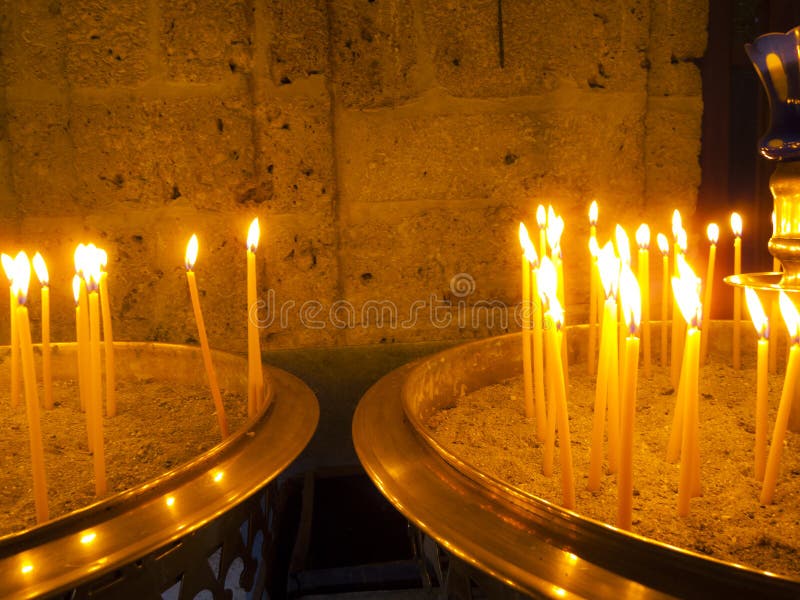 Burning Candles Inside Stoned Monastery Stock Photo Image of chapel, monastery 64616058