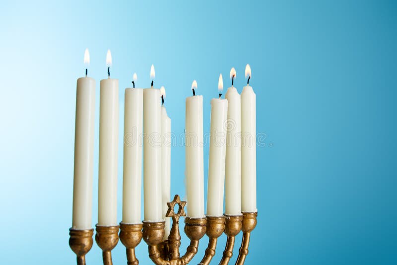 Menorah and Candles for Hanukkah Stock Image Image of smoke, greeting