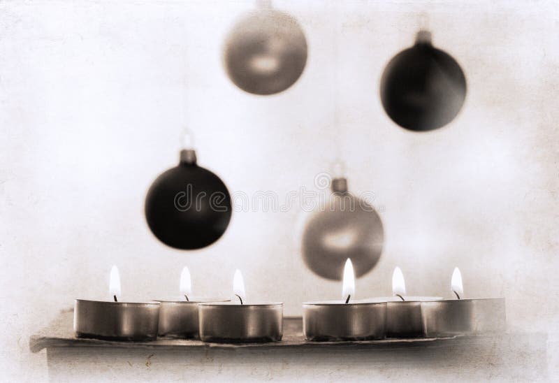 Burning Candles and New Year S Decorat Stock Photo Image of congratulation, miracle 33802102
