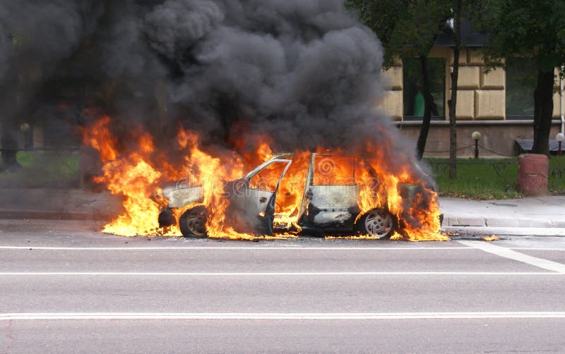 Burning car stock photo. Image of damage, destruction 16447848