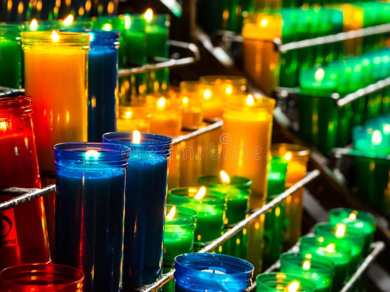 Burning Catholic Prayer Candles Stock Image Image of horizontal, flame 41158949