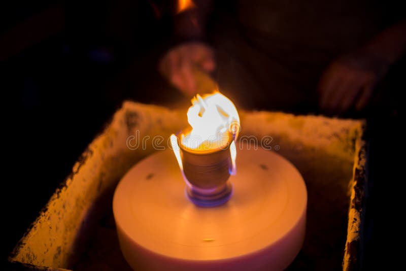 Burning Ceramic Mug on Pottery Wheel Stock Image Image of pressure