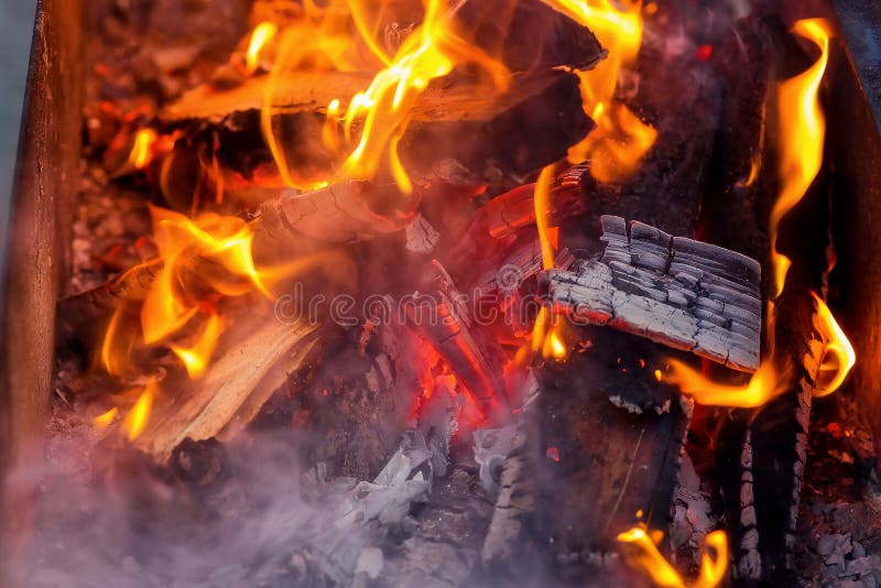 Burning Charcoal in the Fire for Barbecue Stock Photo Image of kebab