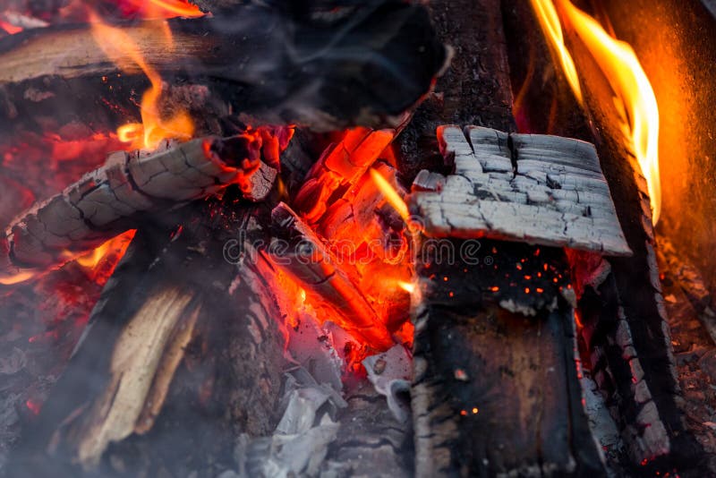Burning Charcoal in the Fire for Barbecue Stock Photo Image of