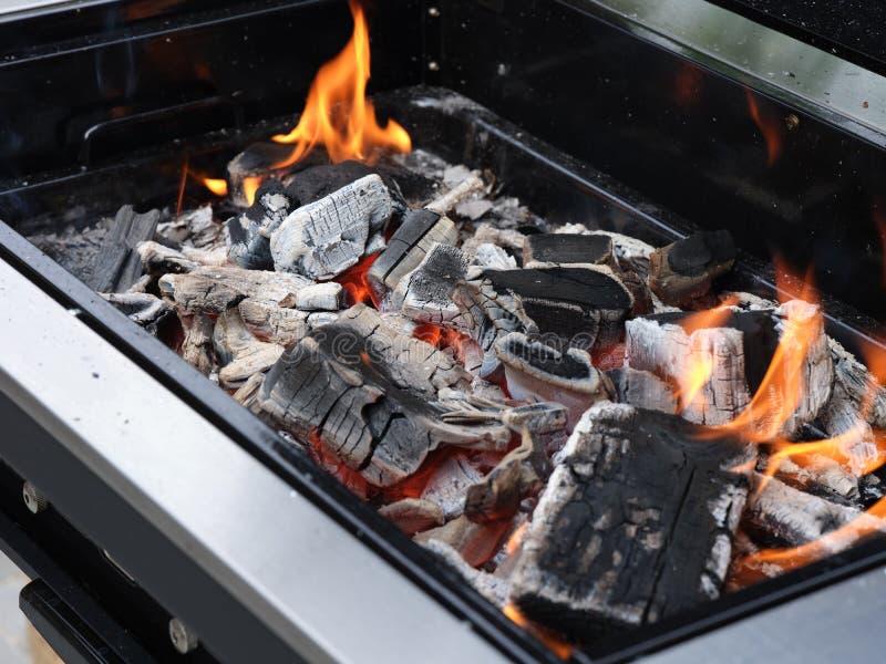 Burning Charcoal in a Grill Stock Image Image of barbecue, flame