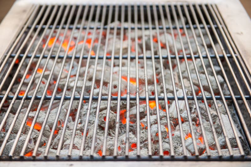 Burning Charcoal with Grill Plate for BBQ Stock Photo Image of