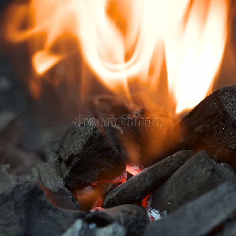 Burning Charcoal with Flames Stock Image Image of barbecue, warm
