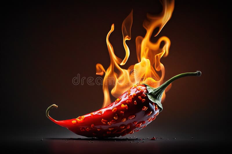 Burning Chili Pepper on Fire, Vegan and Healthy Stock Image Image of darkness, burning 273302307