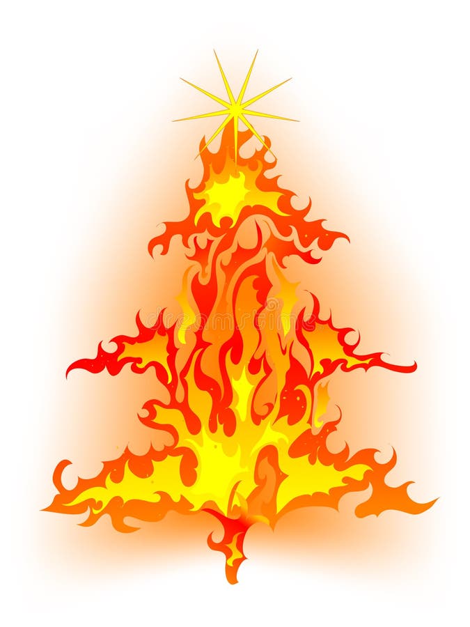 Burning christmas tree vector illustration