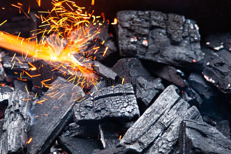 Burning Coals in the Grill. Fire for Cooking Stock Photo Image of
