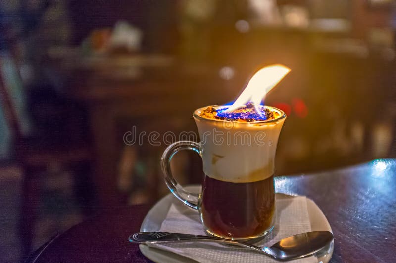 Burning Coffee Beans In A Coffee Cup Stock Image Image of cafe