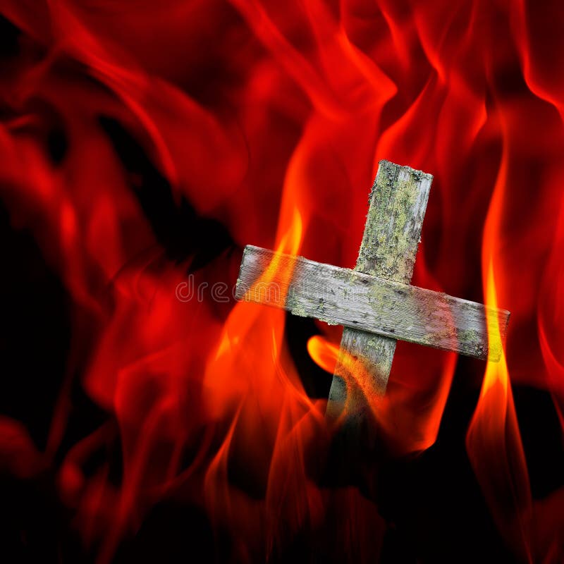 Burning cross stock image. Image of burn, inferno, danger - 32195747