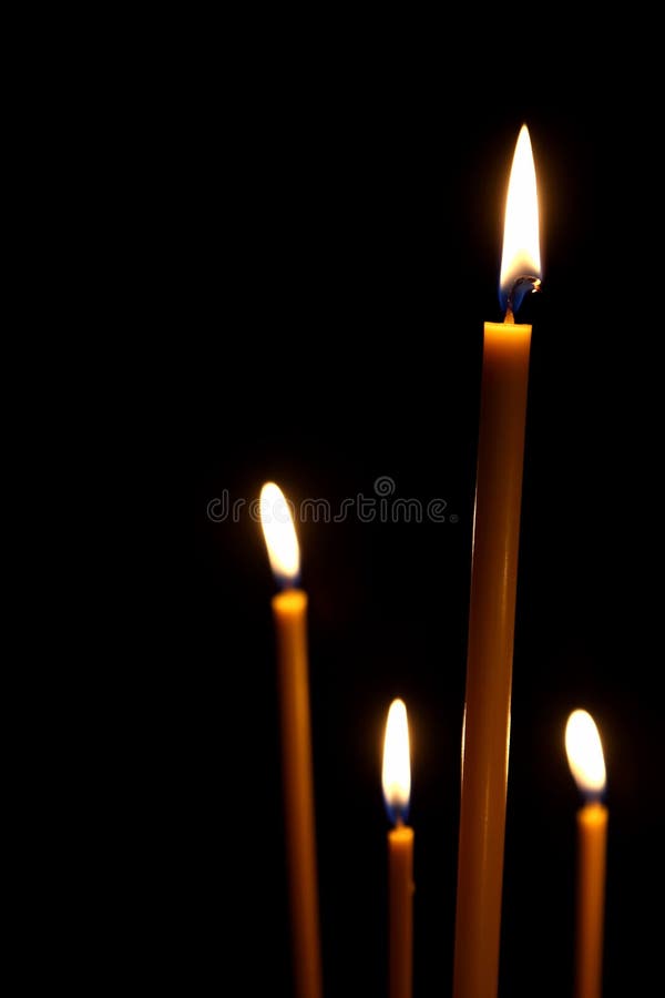 Burning in the Dark for Four Wax Candles Stock Photo Image of night